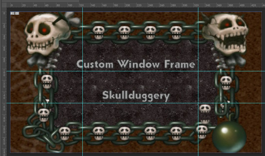 images of skullduggery sliced to show border sizes